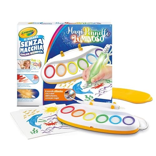 CRAYOLA Color Wonder MagiPennello Luminoso, Magic Light Brush, Set Pittura Senza Macchia, attività Creativa e Regalo per Bambini dai 3 Anni, 25-6000, Versione Italiana - Image 1