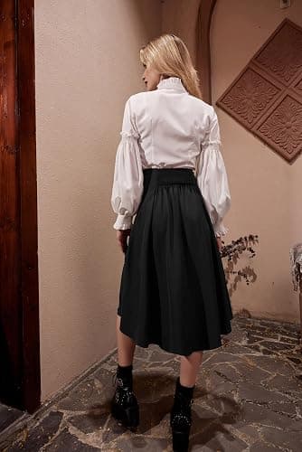 Scarlet Darkness Pirate Skirt for Women Goth Steampunk Skirt High Waist Midi A-Line Skirts with Pockets S-2XL thumbnail 7