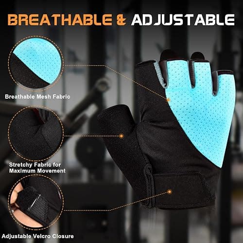 Sunnex Gym Gloves - Fingerless, Breathable Workout Gloves for Weightlifting, Cycling & More thumbnail 3