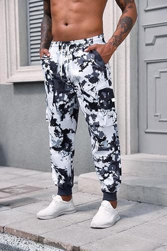 Men Techwear Cargo Joggers Flap Pocket Elastic Drawstring Waist Pants thumbnail 3