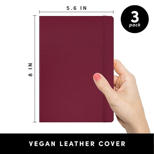 PAPERAGE Lined Journal Notebook, 3 Pack, (Burgundy, Light Grey, Navy), 160 Pages, Medium 5.6 in x 8 in - 100 GSM Thick Paper – Hardcover Journaling Notebook for Work, School & Note Taking thumbnail 3