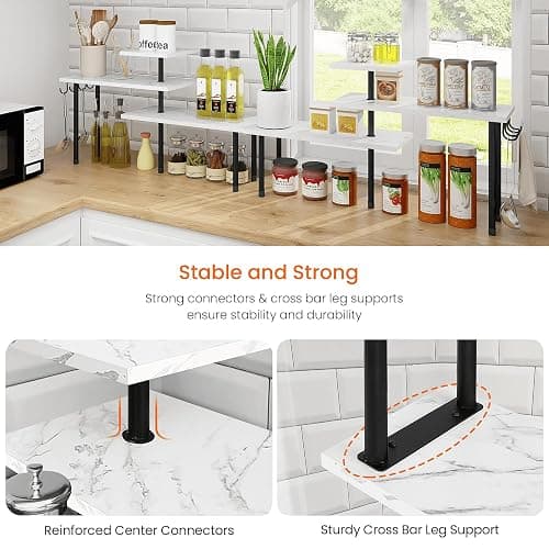 Homode Bathroom Counter Corner Shelf, 3 Tier Kitchen Countertop Organizer for Over The Sink, Make Up, Dresser Table, White Marble thumbnail 6