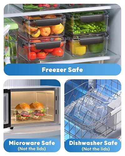 KEMETHY 7 Cup Food Storage Containers with Lids, 6 Pack Plastic Food Containers, BPA Free Meal Prep Containers Reusable, Freezer Microwave Dishwasher Safe, Includes Labels & Pen thumbnail 5