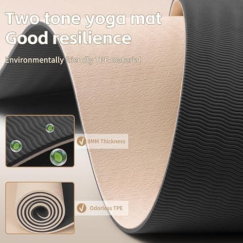 PAIDU Yoga Mat 8mm Super Thick TPE Fitness Mat | SGS Certified | Non-Slip, Odorless & Tear-Resistant | Unisex with Strap | for Yoga, Pilates, Meditation & Home Workouts thumbnail 6
