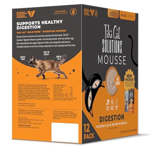 Tiki Cat Solutions Mousse Multipack Wet Cat Food, Digestion, Chicken & Egg, 2.4 oz. Pouch (12 Pack) thumbnail 2