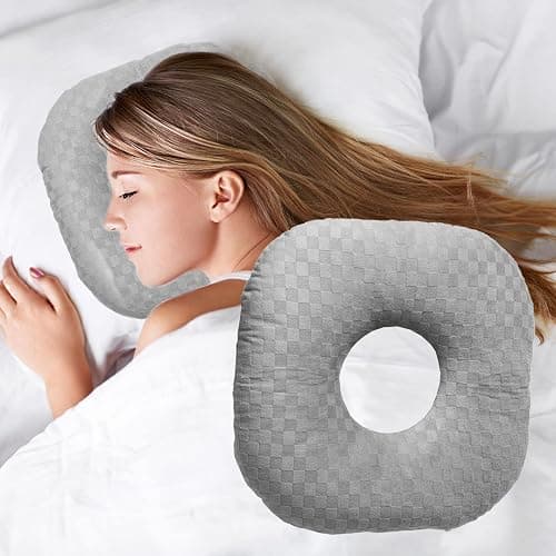 Wuronsa Ear Piercing Pillow for Side Sleepers with an Ear Hole for CNH and Ear Pain Ear Inflammation Pressure Sores, Cotton O-Shaped Side Sleeping Pillow, Ear Guard Pillow - Image 1