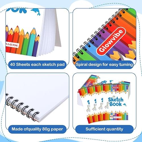 6" x 9" Sketch Book, 24-Pack 40 Sheets Drawing Paper Pad for Kids Coloring, Writing or Painting, Kid Drawing Pad & Art Supplies, Sketch pad Kids Ages 3+ (6" x 9"(Pack of 24)) thumbnail 5