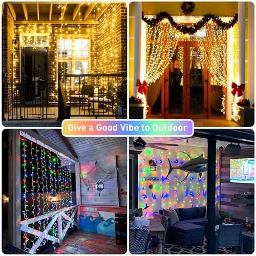 JMEXSUSS 300LED Dual Color Changing Curtain Lights, Plug in, 9.8 x 9.8ft | Remote, Connectable, Warm White to Multicolor Hanging String Lights for Bedroom, Dorm, Classroom, Party, Backdrop, Xmas Decor thumbnail 6