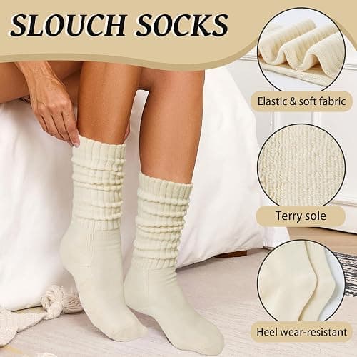 Toetally Women's Slouch Socks Long Boot Scrunch Sock Soft Cotton Knit Cozy Socks 3 Pairs thumbnail 3