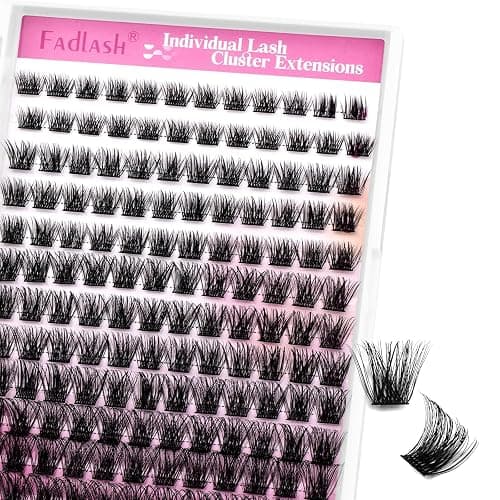 Fadlash Cluster Lashes Individual Lash 8-16mm Mixed Length Eyelashes 0.07mm D Curl Wispy Eyelashes Pre Glued Eyelash Beginner Friendly Soft Eyelashes Cluster thumbnail 3