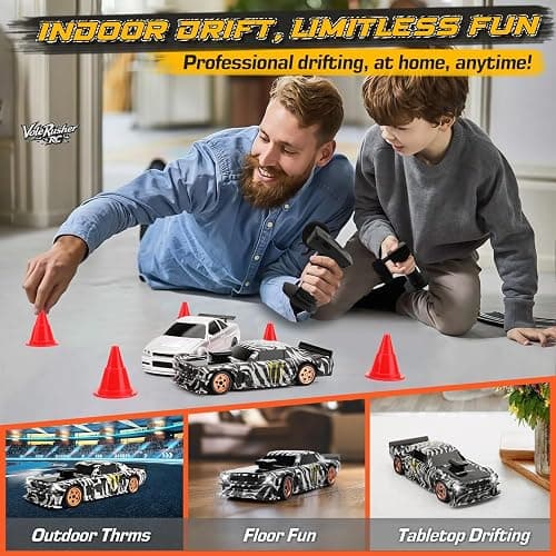 VoleRusher RC [2025 New Upgrade 1/43 Scale Mini RC Drift Car with Gyroscope, Toys for Age 8-14 Old Birthday Gifts Micro Small with Full Proportional RTR 2.4GHz Remote 2 Tire Sets 8 Cones - Camouflage thumbnail 3