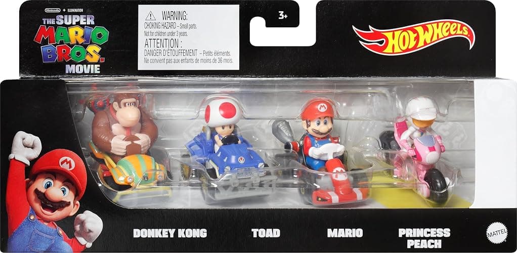 Hot Wheels Mario Kart Toy Vehicle 4-Pack with Princess Peach on Moto Exclusive for Kids Ages 3 and Up thumbnail 6