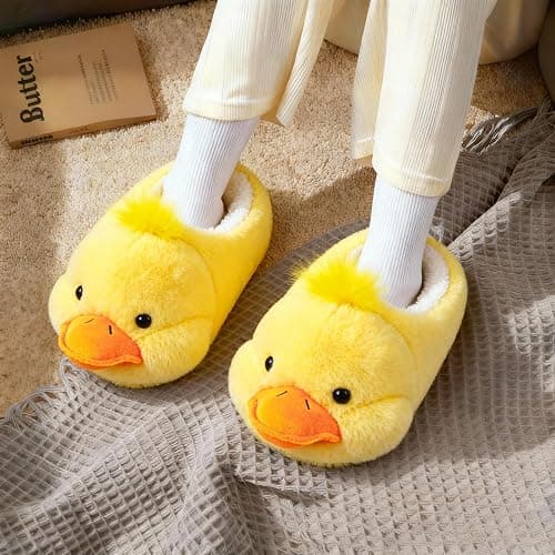 Cute Farm Animal Slippers for Women - Fuzzy Plush Winter Duck Teddy Puppy Dachshund Dog Pig Cow House Shoes with Warm Lining, Non-Slip Sole, Cozy Animal Slippers for Indoor/Outdoor thumbnail 3