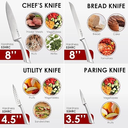 Cuisine::pro Damashiro Knife Block (Kumi, 7-Piece Chef Knife Set) - Japanese Steel Knife - Magnetic Knife Block- Damascus-Inspired Blade Kitchen Knives thumbnail 4