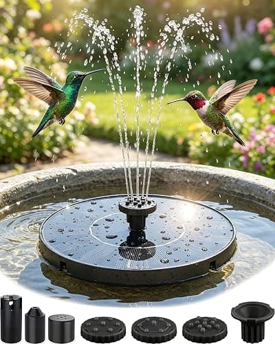 Maraiss Solar Fountain for Bird Bath, 2026 Upgrade 1.4W Solar Power Water Fountain Pump with 7 Nozzles, Free Standing Floating Powered Fountains for Garden, Pond, Pool, Birdbath (6.3 inch) - Image 1