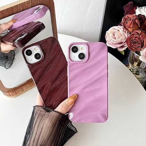 Caseative for iPhone 15 Case,Water Ripple Pattern Curly Wave Shape Soft Phone Case (White) - White thumbnail 3