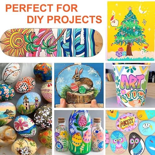 NICETY 128 Acrylic Paint Markers, Dual Tip Brush Paint Pens for Rock Painting, Wood, Glass, Stone, Canvas, Ceramic, Fabric - Fine & Brush Tip Water Based Acrylic Markers Pens thumbnail 8