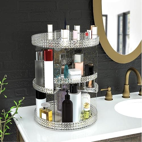 HEMTROY 360 Degree Rotating Makeup Organizer, Extra Large Capacity Organizador De Maquillaje, Removable 7 Layers Lipstick Organizer Cosmetic Storage Cases Perfume Organizer for Vanity (Glitter) thumbnail 8