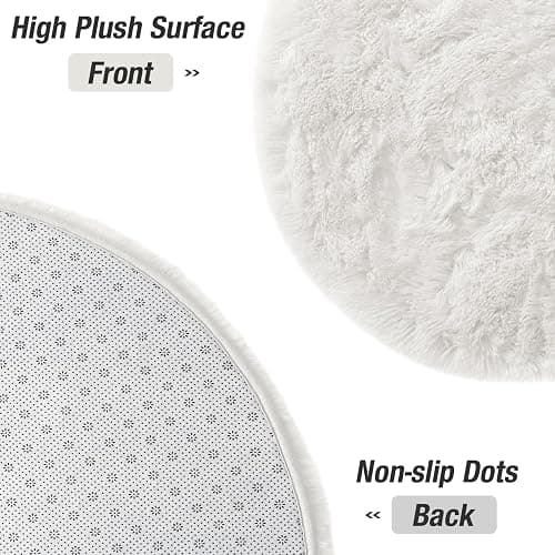 OLANLY Fluffy Soft Area Rugs for Bedroom, 2.6x5.3 Feet Machine Washable Oval Rug, Non-Slip Beside Carpet for Kids Room, Playroom, Nursery, Dorms, Home Decors, Ivory thumbnail 4