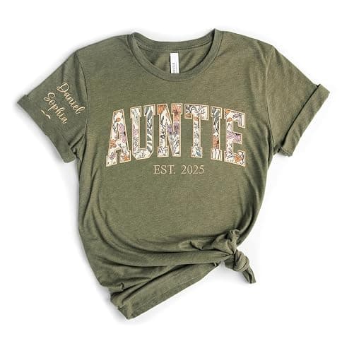 UrbanNEST Personalized Floral Embroidered Applique Auntie Sweatshirt For Women, Custom Auntie Gifts from Grandkids, Aunt Sweater, Tia Crewneck, Mother's Day Apparel, Lala Birthday, Aunt Gifts thumbnail 6