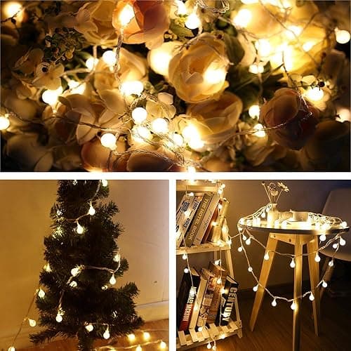 RaThun 49.2ft Warm White Globe String Lights, 100 LED with 16ft Extended Lead Wire & Remote, 8 Modes, IP44 Waterproof Plug in Linkable Lights for Outdoor Indoor Party Wedding thumbnail 9