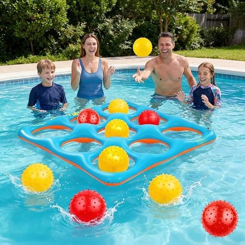 Luottis Inflatable Tic Tac Toe Pool Game Set – Pool Toys with 10 Balls, Fun for Kids, Teens, Adults, Family, Party, Beach, Outdoor & Indoor, 2-10 Players - Image 1