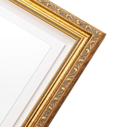 Poster Palooza 10x16 Frame Gold Antique Solid Pine Wood Picture Frame with UV Acrylic Plexiglass, Foam Board Backing & Hanging Hardware Included thumbnail 5