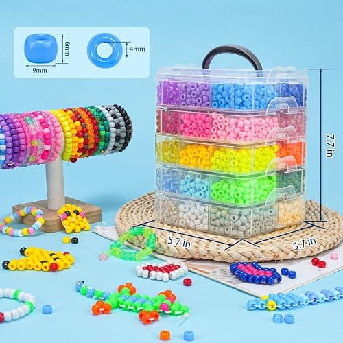 Gionlion 5250 PCS Pony Beads 30 Assorted Colors Includes Glow in The Dark Bead, Kandi Beads for Jewelry Making, Friendship Bracelet, 6x9mm Hair Bead for Braids in Shock Resistant Packaging thumbnail 3