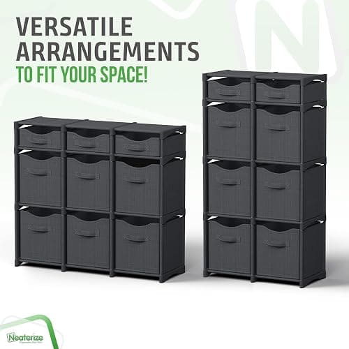 Cube Storage Organizer with Storage Bins Included - The Perfect Closet Organizers and Storage Solution. Includes 9 Storage Cubes, Great For Toy Storage, Closet Storage, Clothes Storage (Dark Grey) thumbnail 5