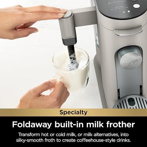 Ninja Pod & Grounds Specialty Single-Serve Coffee Maker, K-Cup Pod Compatible, Brews Grounds, Compact Design, Built-In Milk Frother, 56-oz. Reservoir, 6-oz. Cup to 24-oz. Mug Sizes, Stone, PB051ST thumbnail 5