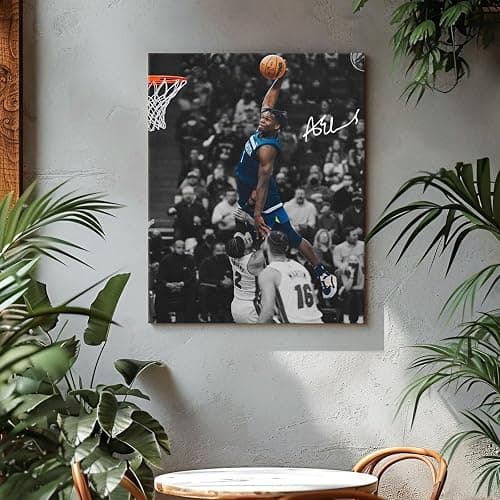NBA Canvas Wall Art Decor - Anthony Edwards Iconic Dunk, Timberwolves Slam Dunk Action, High-Flying Basketball Moment, Sports Poster for Home or Game Room Wall Decoration 12x16 thumbnail 4