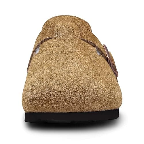 KIDMI Women's Fur Lined Suede Clogs Fuzzy Cork Footbed Mules Slip On Winter Potato Shoes thumbnail 5
