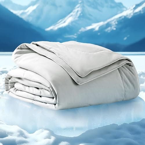 Bedsure Cooling Blankets for Hot Sleepers - Cooling Comforter, Lightweight Cold Summer Blanket for Night Sweats, Ice Breathable Comforter for Couch, Grey, 50x60 Inches - Image 1