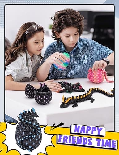 3D Printed Dragon Eggs Glow in The Dark Articulated Dragon Toys Cool Dino Fidget Toy Animals Dinosaur Eggs Stocking Stuffers for 4-6 5-7 8-12 Teens Girls Kids Boys Kids thumbnail 5