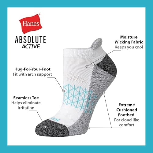 Hanes Women's Cushioned No Show Tab Socks (4-Pairs) thumbnail 2