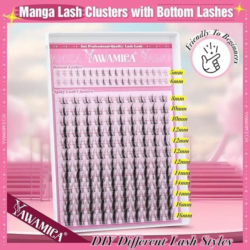 Yawamica Fairy Lash Clusters DIY Eyelash Extensions Manga Eyelash Clusters C Curly Spiky Anime Lashes Wispy Individual Lashes 8-16mm with 5-6mm Bottom Lashes Clusters for Manga Lash look (Fairy) thumbnail 3