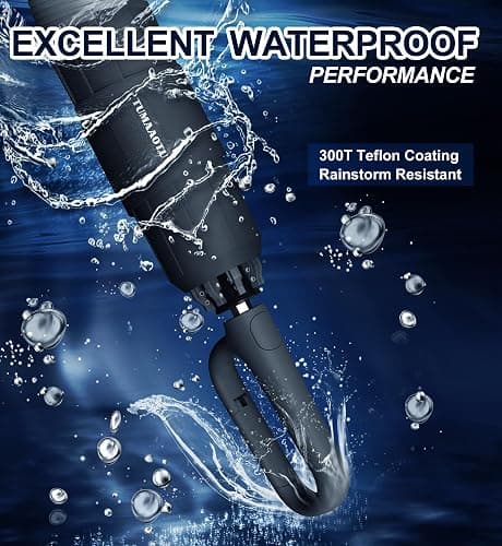 QWB TUMAAOTU Inverted Umbrella with Carabiner Handle, Compact Wind Proof Umbrellas For Rain and Sun Protection, Portable Reverse Folding Umbrella, Car Umbrella for Women Men, 10 Ribs thumbnail 4