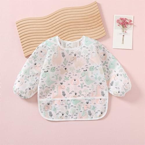 ElecMotive 3 Pack Long Sleeve Baby Bibs, Waterproof Sleeved Bib, Toddler Soft Bib for 6-30 Months thumbnail 3