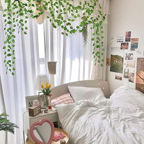 CQURE 14 Pack 98Ft Artificial Ivy Garland, Fake Vines UV Resistant Greenery Leaves Fake Plants Hanging Aesthetic Vines for Home Bedroom Party Garden Wall Room Decor thumbnail 4
