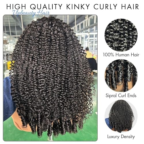 VIPbeauty Kinky Curly Half Wig Human Hair 200 Density 3 In 1 Seamless Flip Over Glueless Wear and Go Beginner Friendly Burmese Curly Half Wig Human Hair Drawstring Headband 20 Inch thumbnail 2