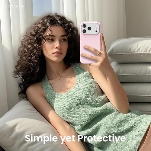 ORNARTO Compatible with iPhone 17 Pro Case 6.3", Slim Liquid Silicone 4 Layers Full Covered Soft Gel Rubber Shockproof Cover, Protective Phone Case for iPhone 17 Pro-Chalk Pink thumbnail 6