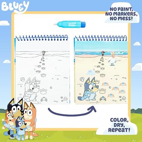 Horizon Group USA Bluey Aqua Art - Reusable Water Reveal Activity Pages With Water Pen for No-Mess Drawing and Coloring thumbnail 2
