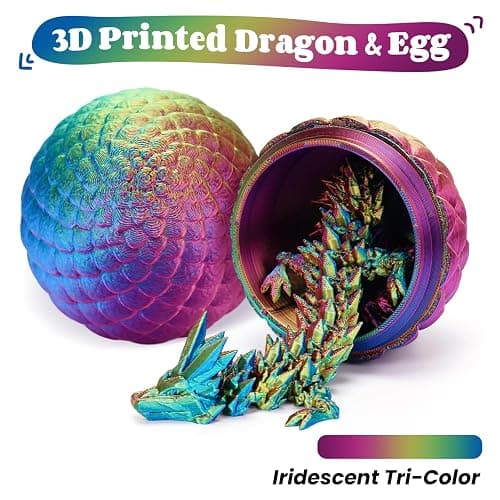 12" 3D Printed Dragon Easter Eggs with Dragon Inside, Prefilled Easter Dragon Egg with Dragon Toy for Basket Stuffers,Articulated Crystal Dragon Fidget Toy, 3D Printed Easter Gifts for Kids 6-8 thumbnail 8