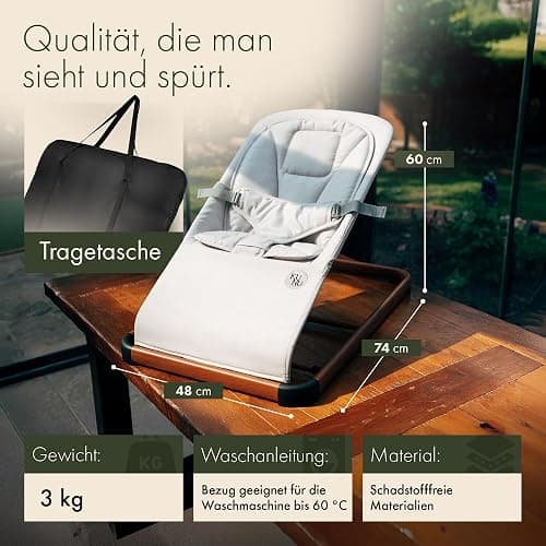 KUNU® Babywippe Neugeborene bis 24 Monate - Sichere Baby Wippe mit praktischer Tragetasche - Faltbare Wippe Baby inkl. Newborn-Einsatz - Natürliches Wippen ab Geburt - Pflegeleicht & Schadstofffrei thumbnail 2