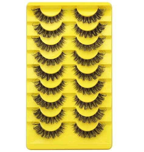 False Eyelashes Russian Strip Lashes D Curl Wispy Natural Look Faux Mink Lashes Like Eyelash Extension Fluffy zanlufly Transparent Band Cat Eye Fake Eyelashes Pack thumbnail 7