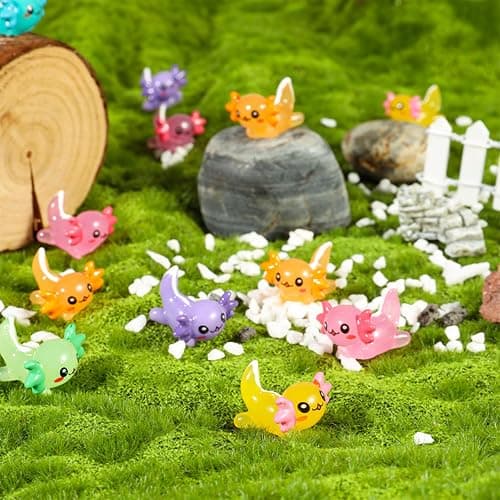 GGSTDDUP 70 Pcs Mini Resin Axolotl, Tiny Axolotl Miniature Figures Toy Mini Axolotl Charm Ornament for Fairy Garden Landscape Aquarium Birthday Christmas Party Decoration (7 Colors) thumbnail 5