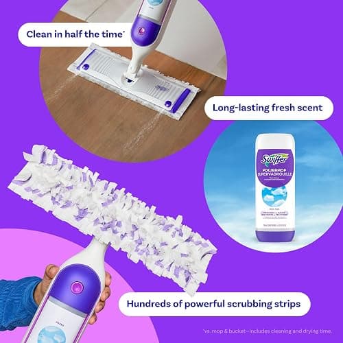 Swiffer PowerMop Multi-Surface Mop Kit for Floor Cleaning, Fresh Scent, Mopping Kit Includes PowerMop, 2 Mopping Pad Refills, 1 Floor Cleaning Solution with Fresh Scent and 2 Batteries thumbnail 3