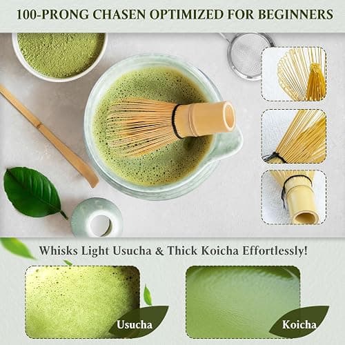 5 PCS Matcha Set Whisk and Bowl Kit, Matcha Tea Set Include Ceramic Bowl, Bamboo Spoon, Sifter, Bamboo Whisk and Holder, Matcha Making Kit for Traditional Japanese Tea Ceremony, Matcha Tea Set Gift thumbnail 4