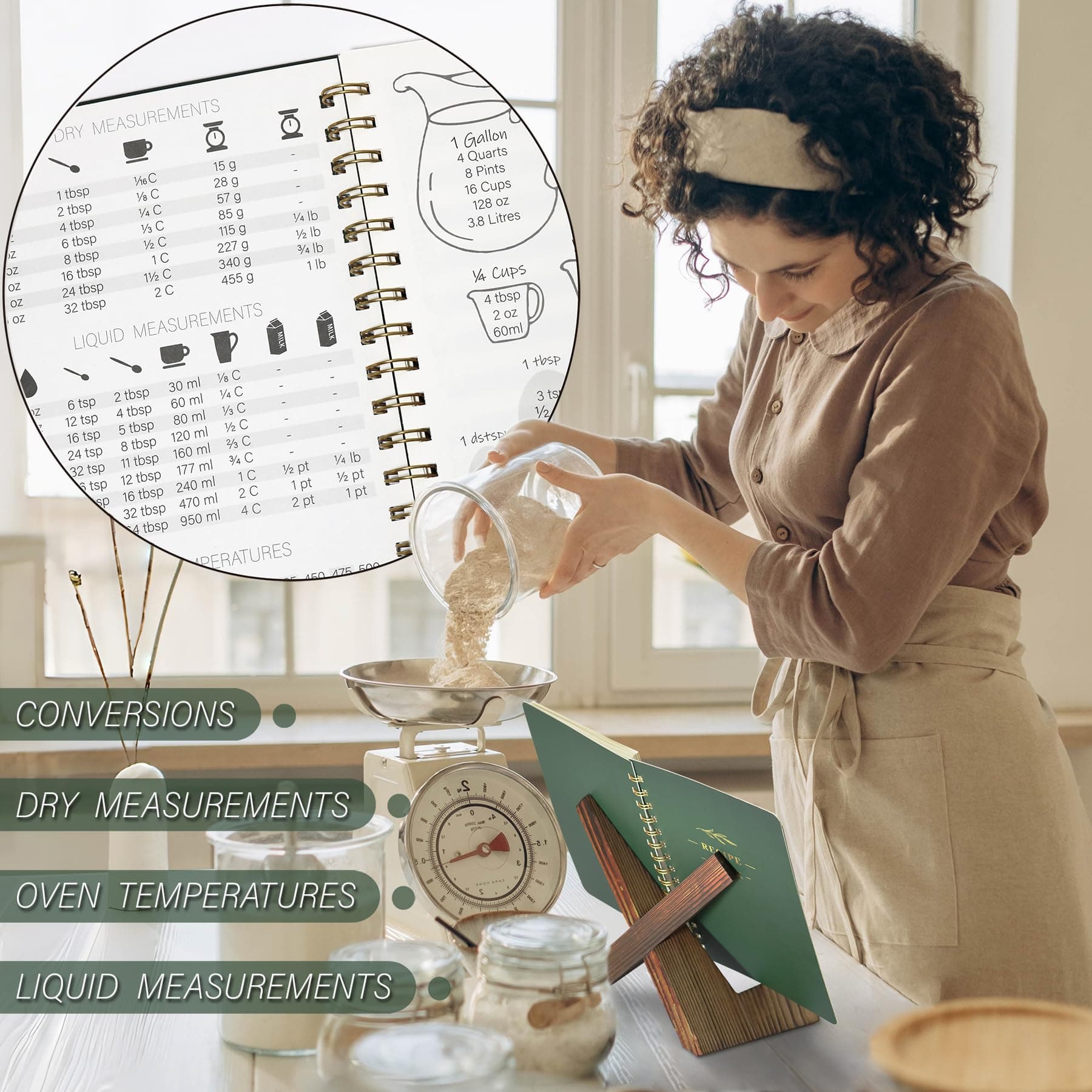 Livro de receitas em branco perfeito para escrever em suas próprias receitas, livro de receitas pessoal em branco de capa dura, caderno de receitas, contém 144 receitas exclusivas de fórmula - Verde oliva thumbnail 2