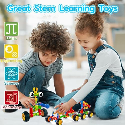 Kids STEM Building Toys for 3 4 5 6 7 8+ Year Old Boy Girl Birthday Gift, 125 Pcs Preschool Classroom Educational Building Blocks Stem Kits Activities Ages 3-5 4-8 5-7 6-8 Engineering Creative Games thumbnail 4